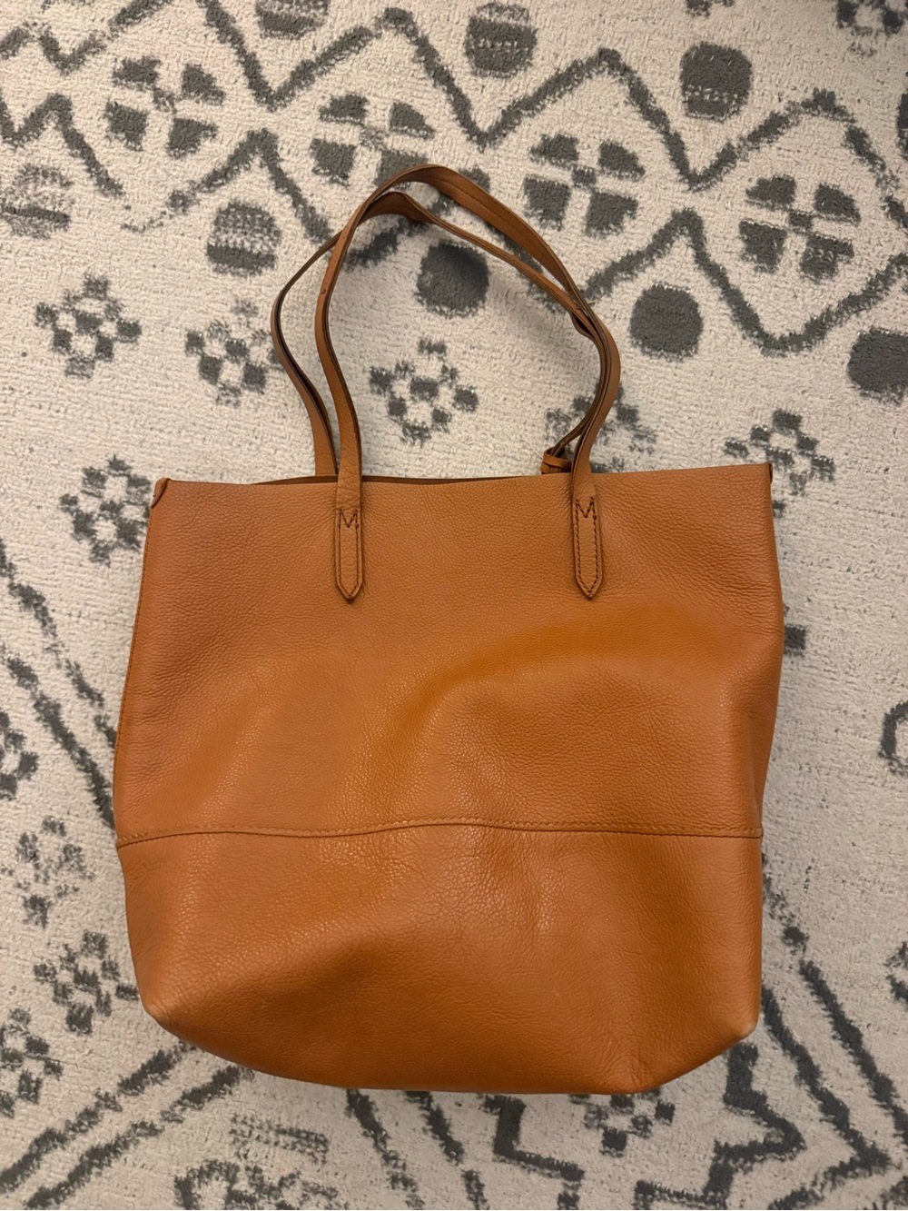 J.Crew Genuine Leather Cognac Brown Pebbled Tote Shoulder Bag